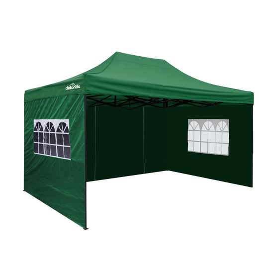 Dellonda Premium 3x4.5m Pop-Up Gazebo & Side Walls, PVC Coated, Water-Resistant Fabric with Carry Bag, Rope, Stakes & Weight Bags - Green