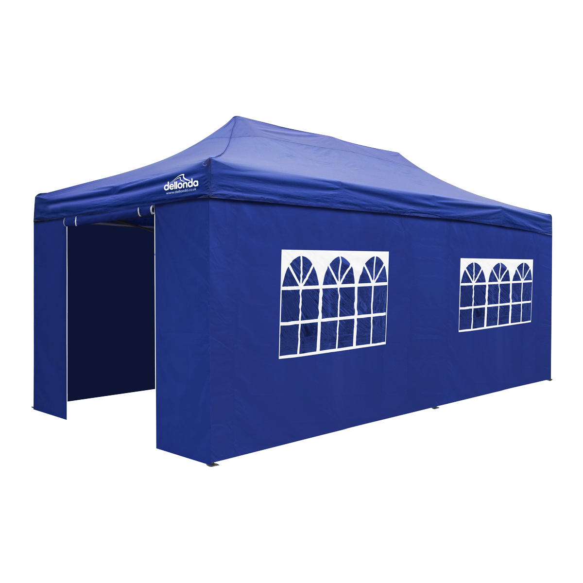Dellonda Premium 3x6m Pop-Up Gazebo & Side Walls, PVC Coated, Water-Resistant Fabric with Carry Bag, Rope, Stakes & Weight Bags - Blue Canopy - DG173