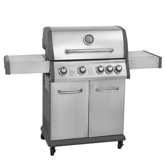 Dellonda 4+1 Burner Deluxe Gas BBQ Grill with Piezo Ignition & Thermometer - Stainless Steel