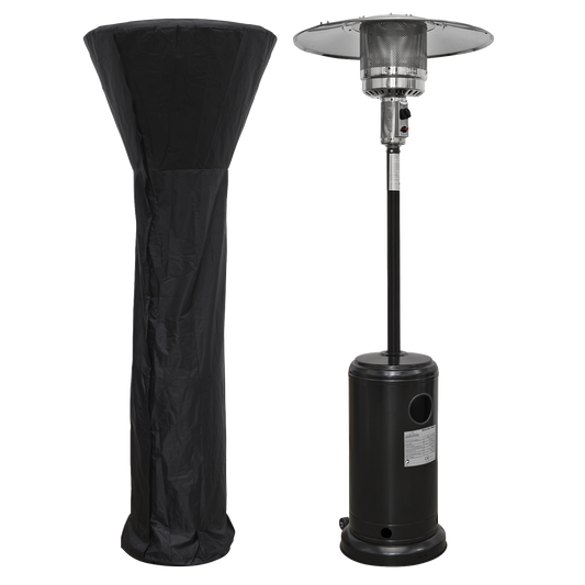 Dellonda Freestanding Gas Patio Heater 13kW with wheels for Commercial & Domestic Use, Supplied with Cover, Black