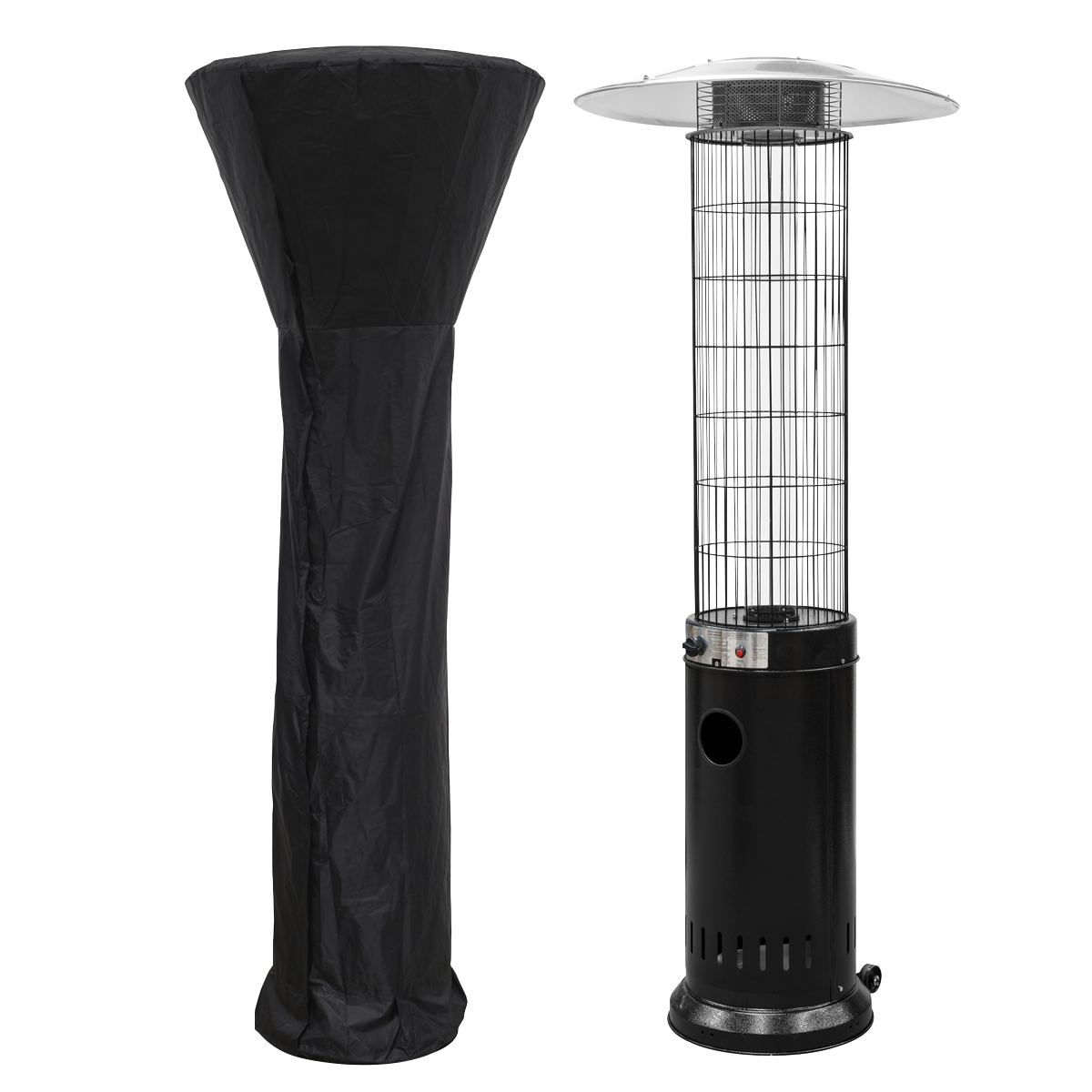 Dellonda Gas Patio Heater 13kW for Commercial & Domestic Use, Black, Supplied with Water-Resistant Cover
