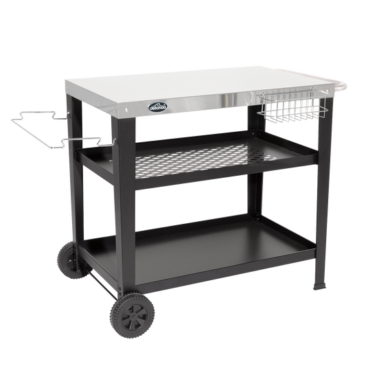 Dellonda Plancha Trolley with Utensil Holder - Stainless Steel Top