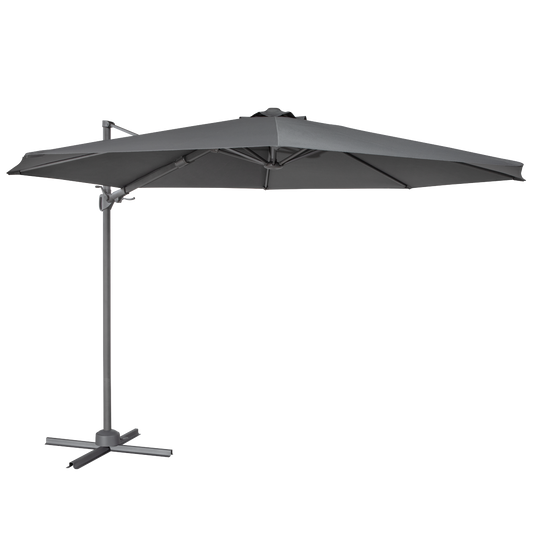 Dellonda Cantilever Parasol with 360° Rotation, Tilt & Cover 3m - Grey