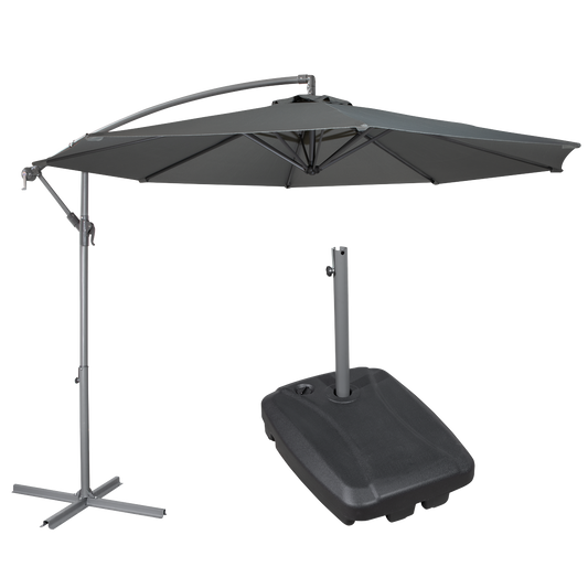Dellonda Banana Parasol with Cover & Base 3m - Grey