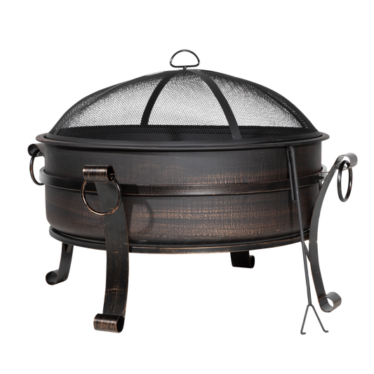 Dellonda 76cm Deluxe 2-in-1 Outdoor Fire Pit & Coffee Table Antique Bronze Effect