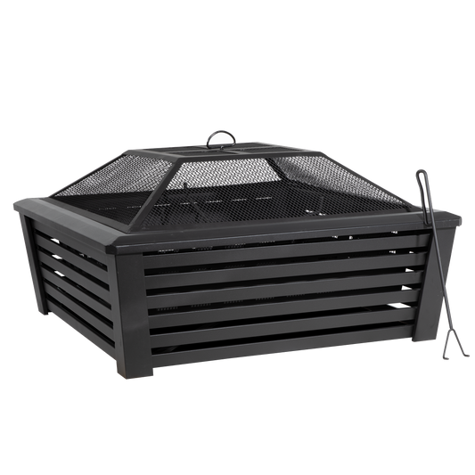 Dellonda 89cm Square Outdoor Fire Pit, Black