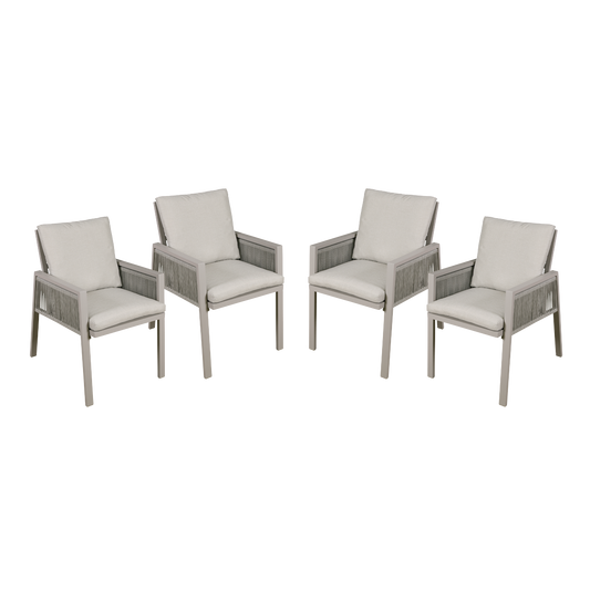 Dellonda Fusion Garden/Patio Dining Chairs with Armrests 4pc - Light Grey