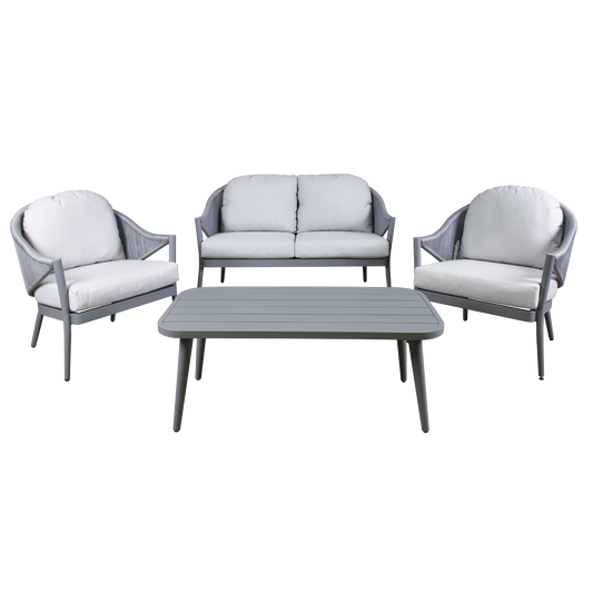 Dellonda Echo Aluminium Outdoor Sofa, Chair & Coffee Table Set 4pc
