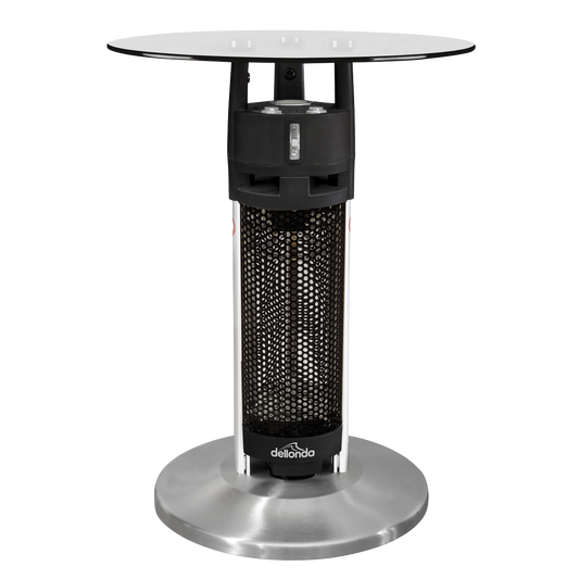 Dellonda Bistro Table with 1200W Heater, 65cm, Black/Stainless Steel