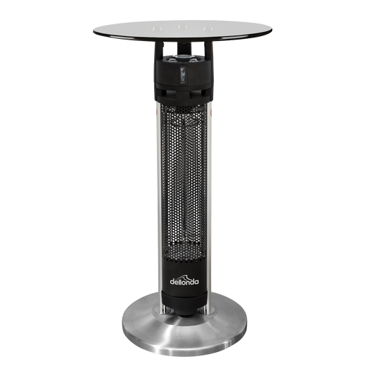 Dellonda Bistro Table with 1600W Heater, 95cm, Black/Stainless Steel