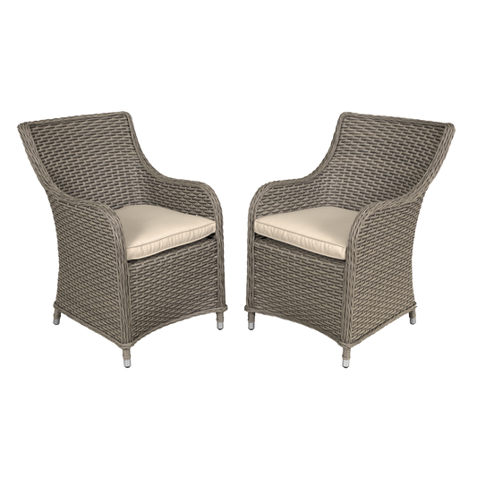 Dellonda Chester Rattan Wicker Outdoor Garden Dining Chairs 2pc