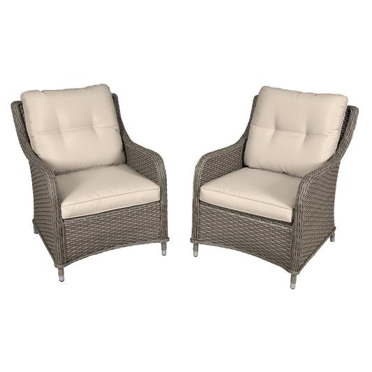 Dellonda Chester Rattan Wicker Outdoor Armchairs 2pc