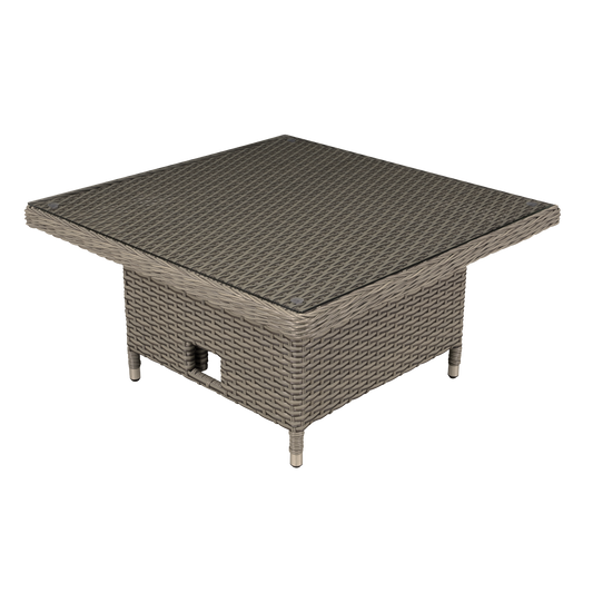 Dellonda Chester Rattan Wicker Adjustable-Height Outdoor Dining Table