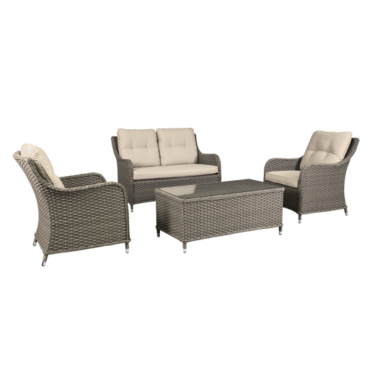 Dellonda Chester Rattan Wicker Outdoor Lounge Set 4pc