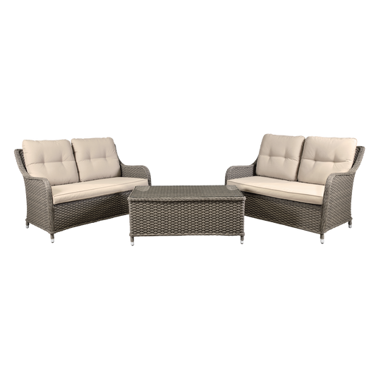 Dellonda Chester Rattan Wicker Outdoor Lounge Set 3pc
