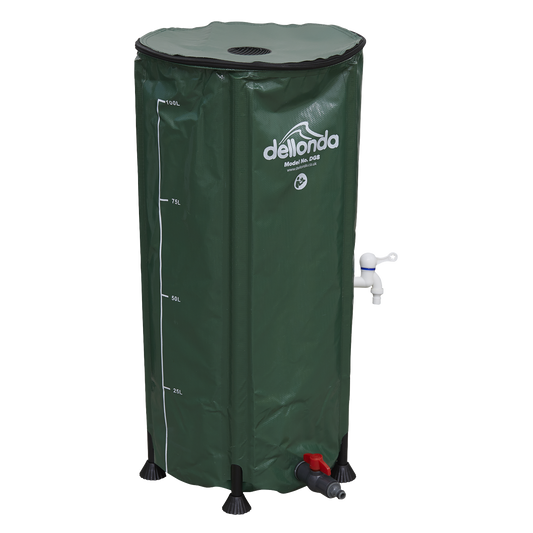 Dellonda Collapsible PVC Garden Water Butt with Zipped Lid & Drain Tap 100L