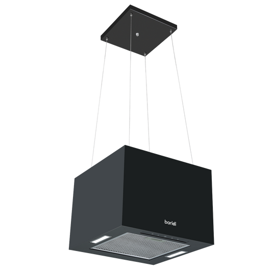 Baridi Square Island Cooker Hood 40cm - Black