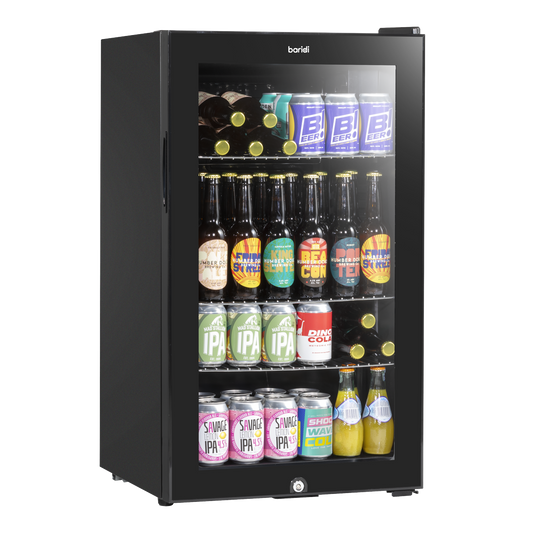Baridi Wine, Beer & Drinks Fridge 85L Capacity - Black