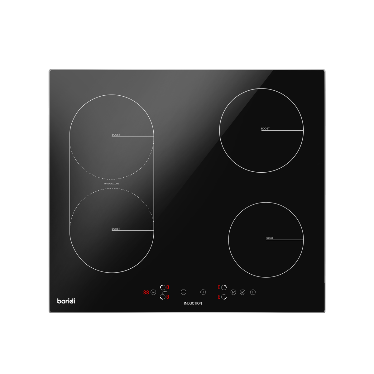 Baridi Integrated Induction Hob with 4 Cooking Zones & Bridge Zone 60c ...