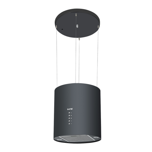 Baridi Round Island Cooker Hood 35cm - Black
