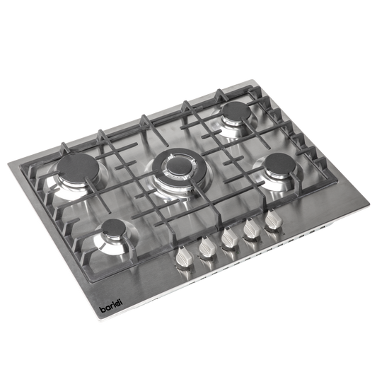 Baridi Gas Hob with 5 Cooking Zones 70cm - Stainless Steel