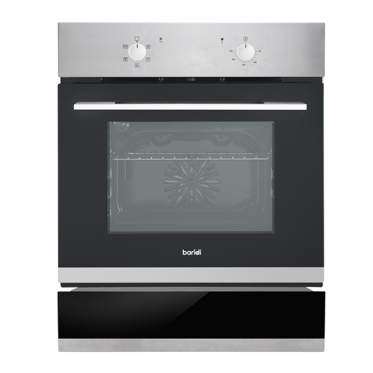 Baridi Integrated Fan-Assisted Electric Oven 60cm 55L Capacity with Warming Drawer - Black/Stainless Steel