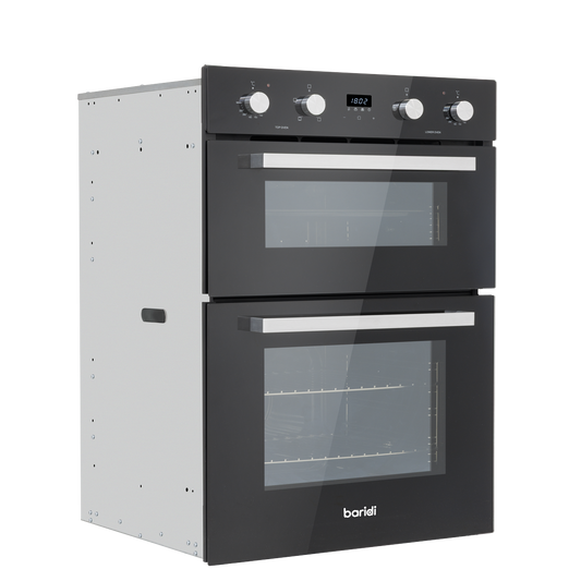 Baridi 72cm Built-Under Double Oven, 74L Capacity, Energy Rating A - Black