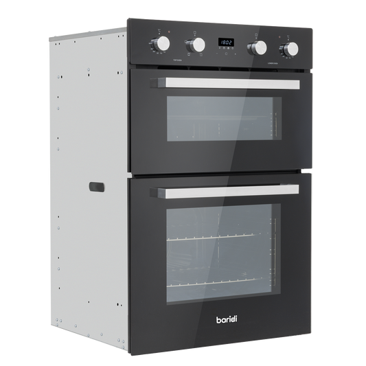 Baridi 90cm Built-In Double Oven, 88L Capacity, Energy Rating A - Black