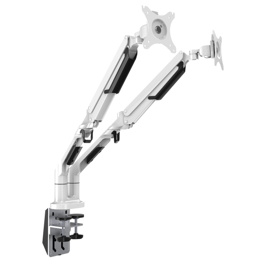 Dellonda Adjustable Double Monitor Arm with 360° Rotation - White