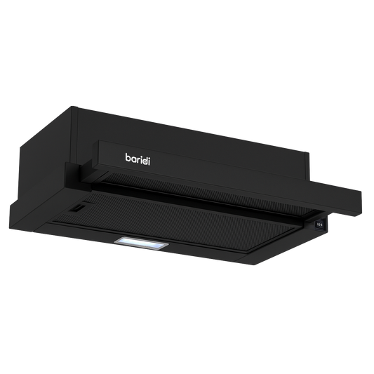 Baridi Telescopic Cooker Hood with Aluminium Filters 60cm - Black
