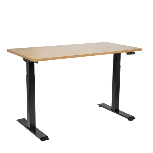 Dellonda Oak Electric Height Adjustable Standing Desk, 1400 x 700mm Dual Motor 100kg