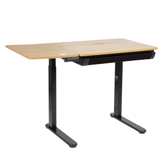 Dellonda Single Motor Ultra-Quiet Electric Adjustable Drawing Table with 40° Tilt, Drawer & Side Table