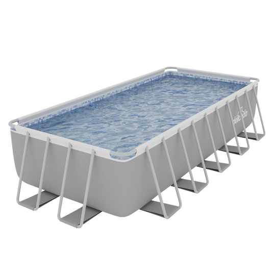 Dellonda Deluxe Steel Frame Rectangular Swimming Pool with Step Ladder & Filter Pump 21ft