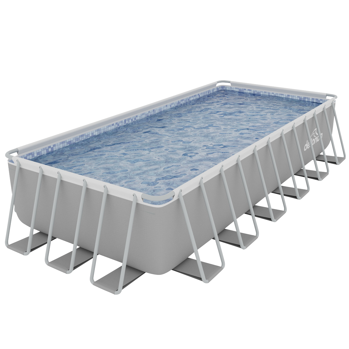 Dellonda Deluxe Steel Frame Rectangular Swimming Pool with Step Ladder & Filter Pump 25ft