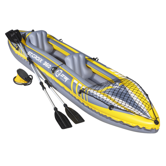 Dellonda Inflatable 2-Person Kayak/Canoe Set with Pump, Carry Bag & 2 Oars - Blue/Yellow/White