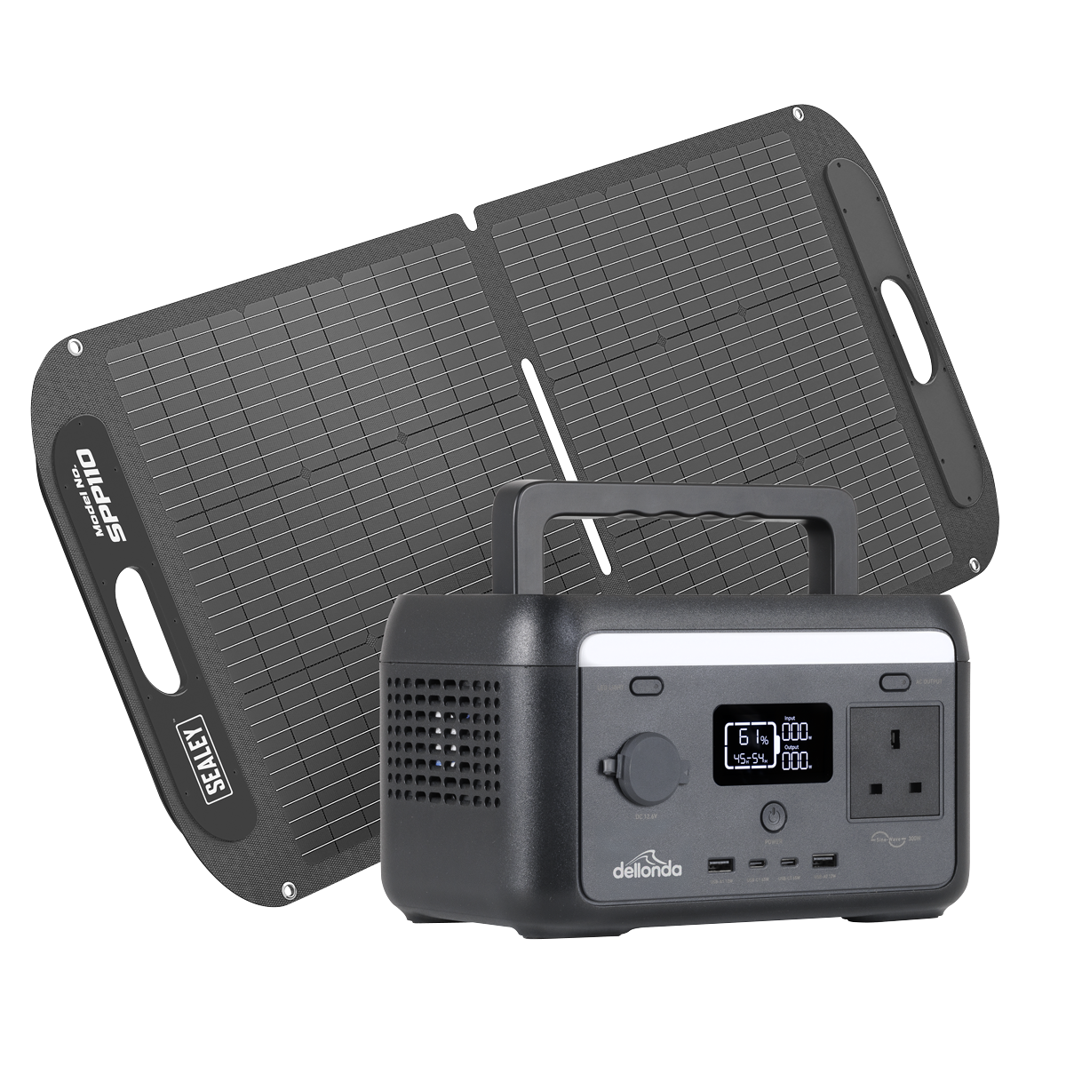 Dellonda Portable Power Station 300W & ETFE Foldable Solar Panel 110W