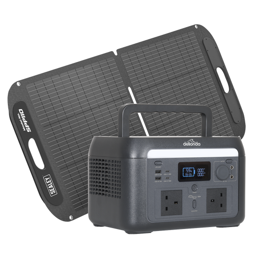 Dellonda Portable Power Station 600W & ETFE Foldable Solar Panel 110W