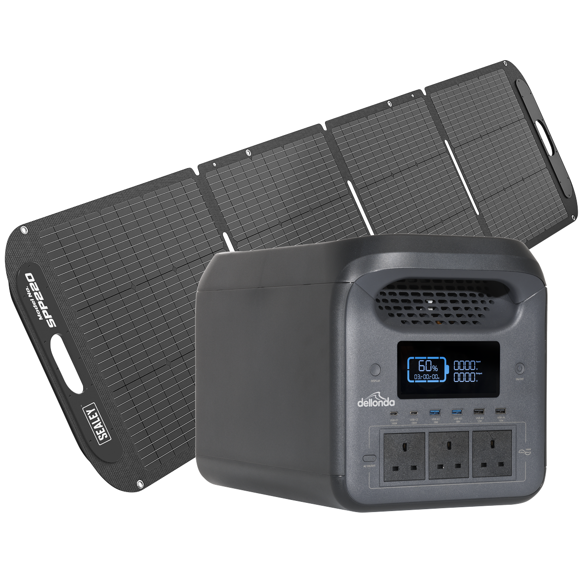 Dellonda Portable Power Station 1800W & ETFE Foldable Solar Panel 220W
