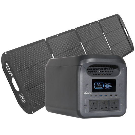 Dellonda Portable Power Station 1800W & ETFE Foldable Solar Panel 220W