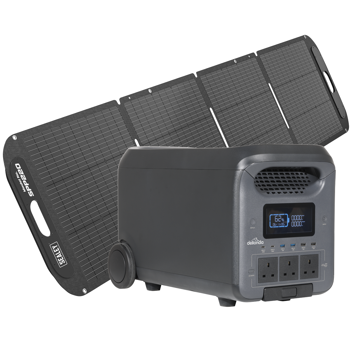 Dellonda Portable Power Station 3000W & ETFE Foldable Solar Panel 220W