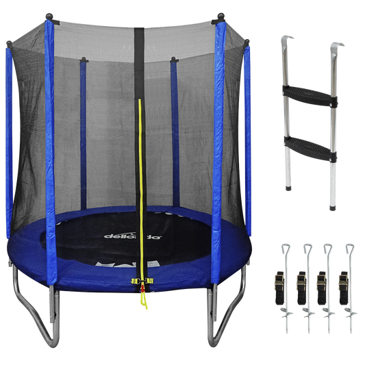 Dellonda Heavy-Duty Outdoor Trampoline with Safety Enclosure Net, Anchors & Ladder 6ft