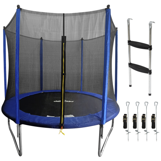Dellonda Heavy-Duty Outdoor Trampoline with Safety Enclosure Net, Anchors & Ladder 8ft