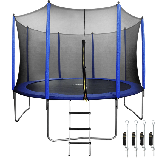 Dellonda Heavy-Duty Outdoor Trampoline with Safety Enclosure Net, Anchors & Ladder 12ft
