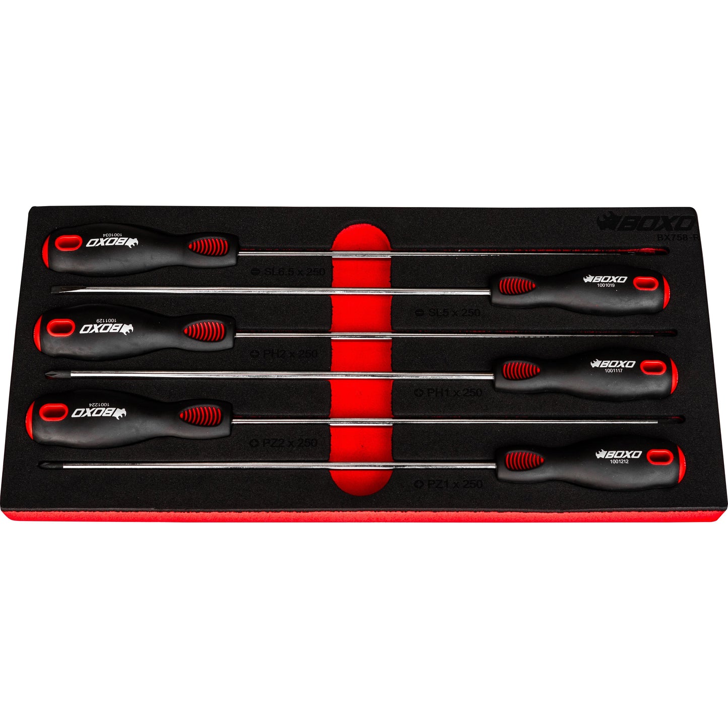 BOXO 6Pc 250mm Long Screwdriver Set in EVA Foam
