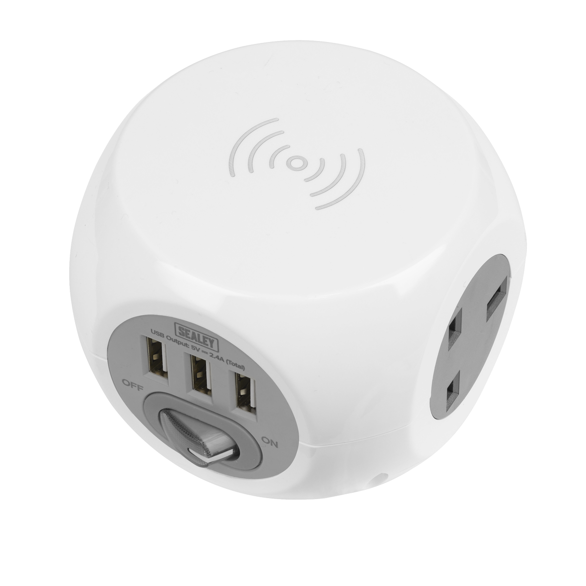 1.4m Extension Cable Cube & Wireless Charging Pad 3 x 230V & 3 x USB