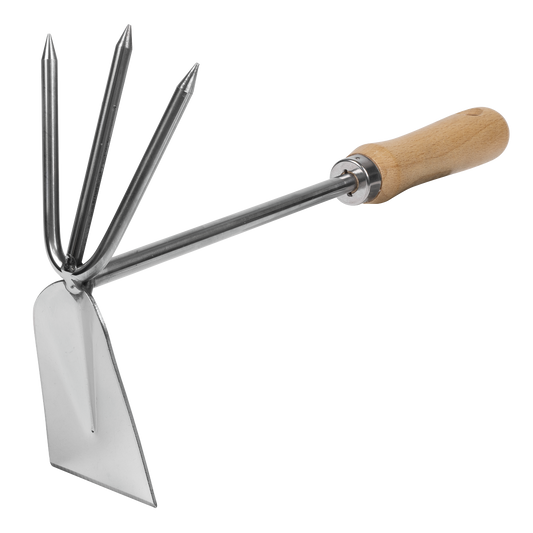 Premier  2-in-1 Hoe and Cultivator with Ash Handle & Stainless Steel Tines/Blade