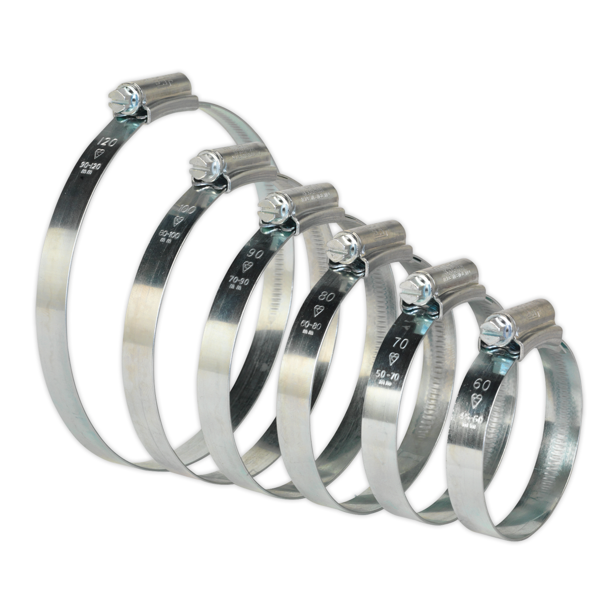 HI-GRIP® Zinc Plated Hose Clip Assortment 45-160mm 26pc