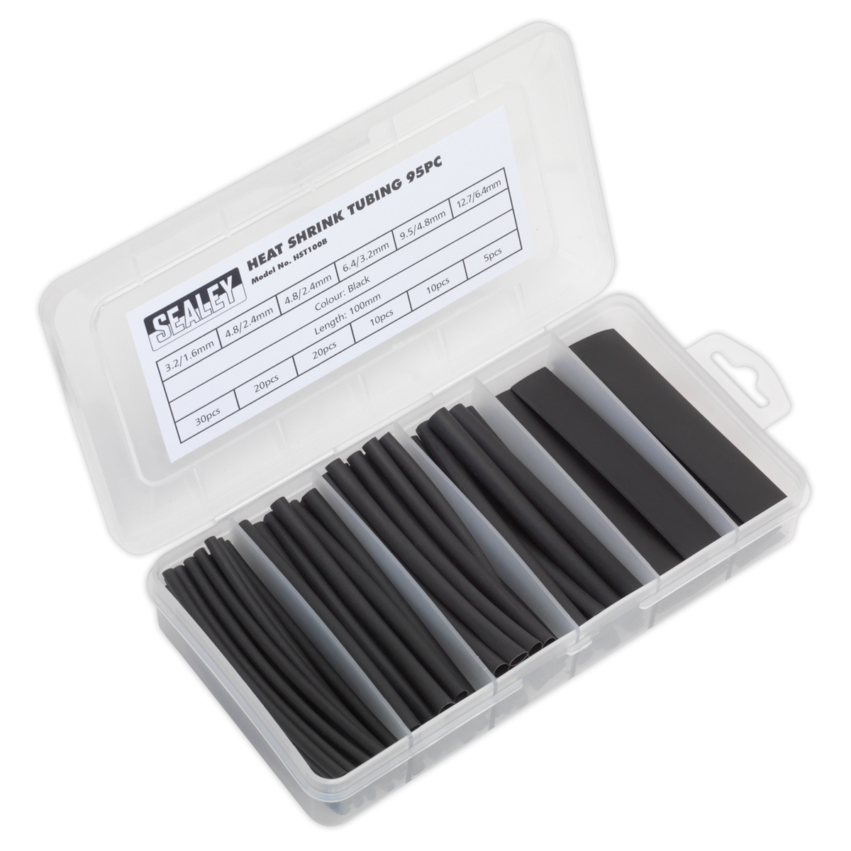 Heat Shrink Tubing Assortment 100mm 95pc - Black