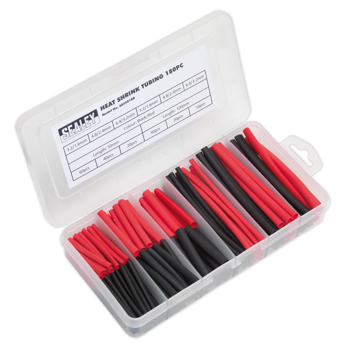 Heat Shrink Tubing Assortment 50 & 100mm 180pc - Black & Red