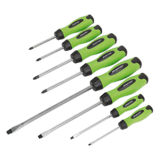 Premier Hammer-Thru Screwdriver Set 8pc - Hi-Vis Green
